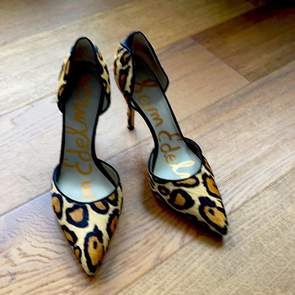 Sam Edelman calf hair leopard heels